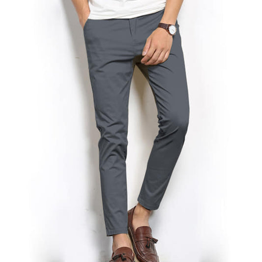 Classic Fit Cotton Chinos in Grey color - Style Meets Comfort