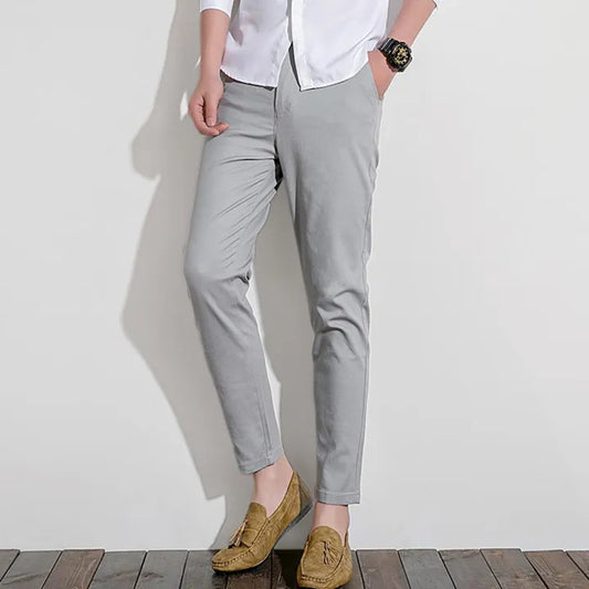Classic Fit Cotton Chinos in Light Grey color - Style Meets Comfort