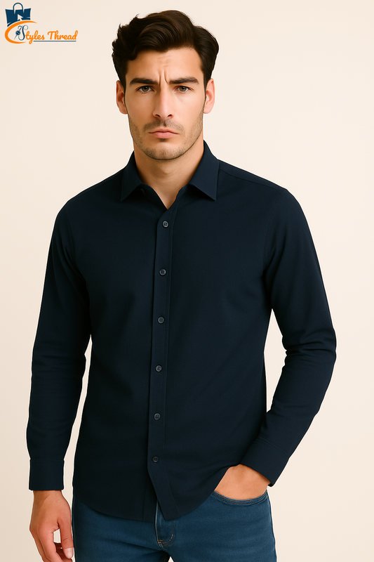 Navy Blue Casual Shirt for Men