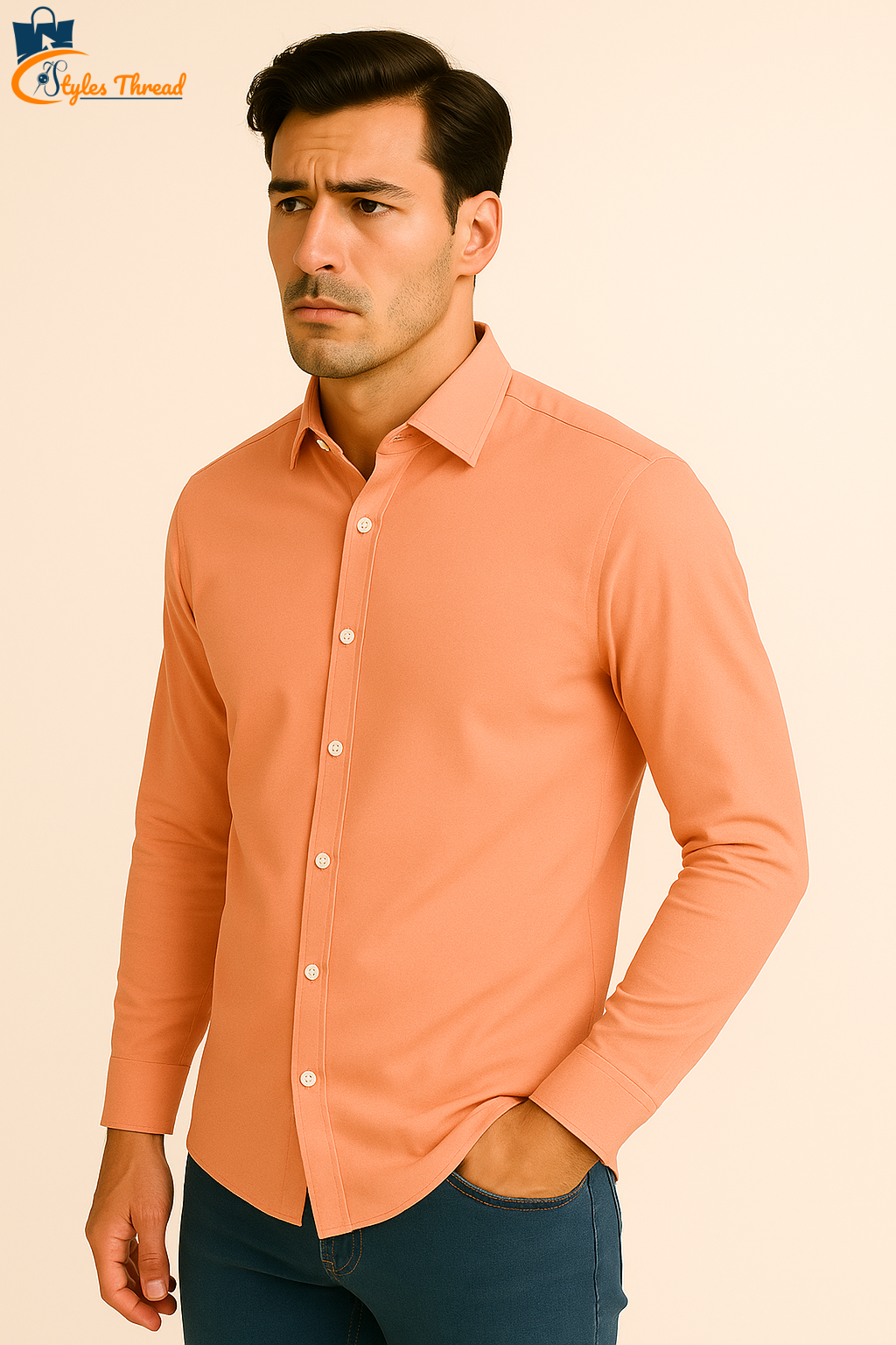 Peach Casual Shirt for Men