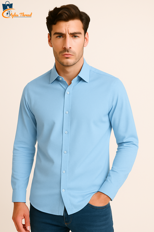 Sky Blue Casual Shirt for Men