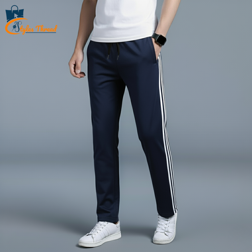 Blue Three Stripes Trousers for Men
