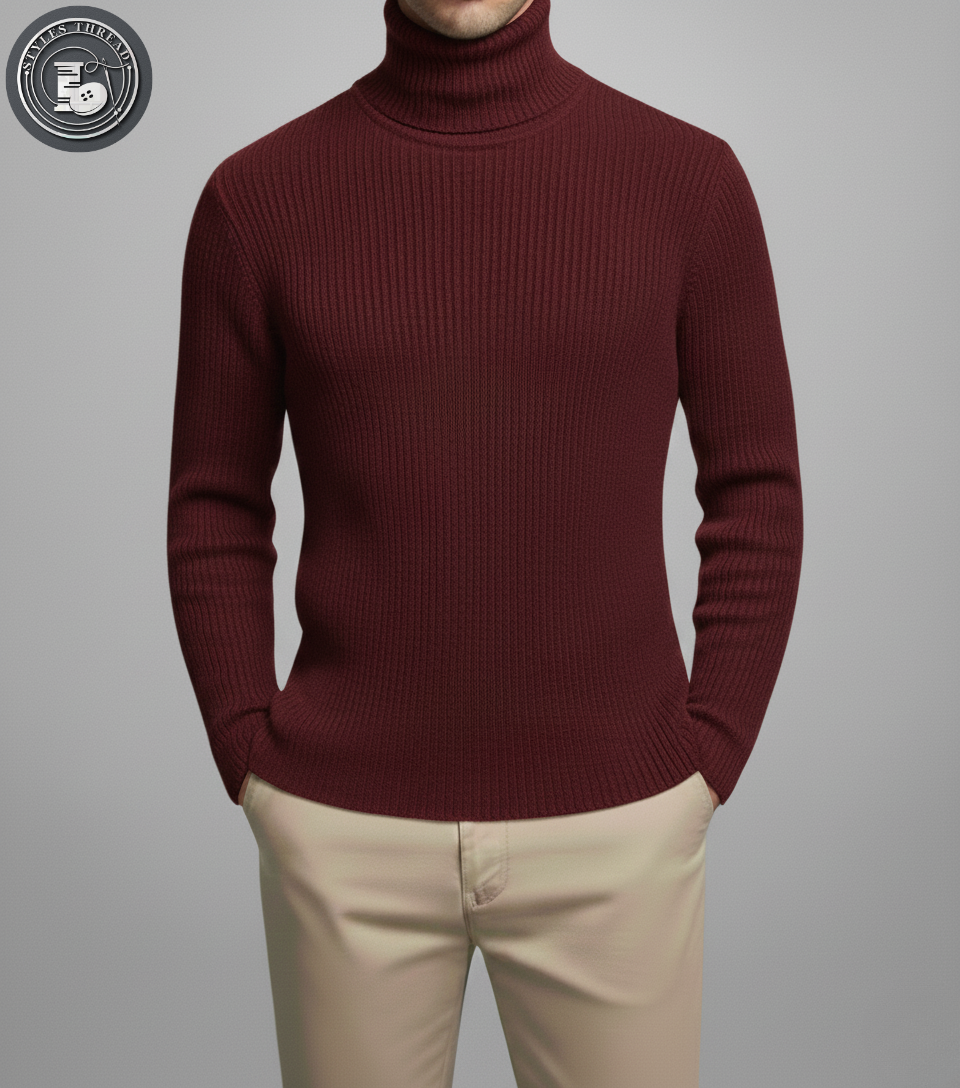 Maroon High Neck for Men | Stretchable and Stylish