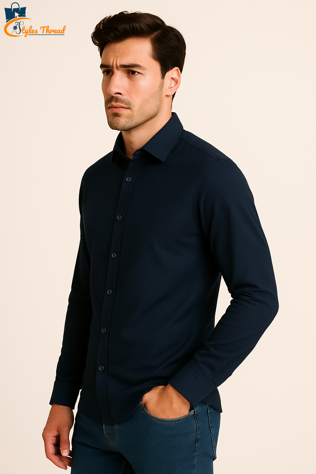 Navy Blue Casual Shirt for Men